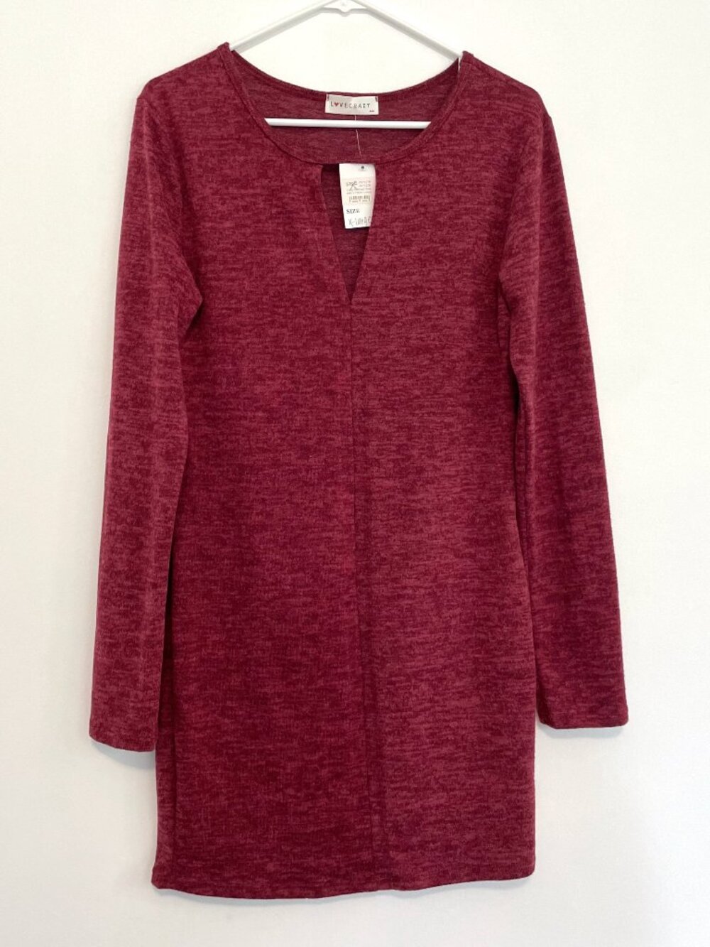NEW NWT LOVE CRAZY Burgundy Maroon Red Keyhole Cutout Long Sleeve Sheath Dress